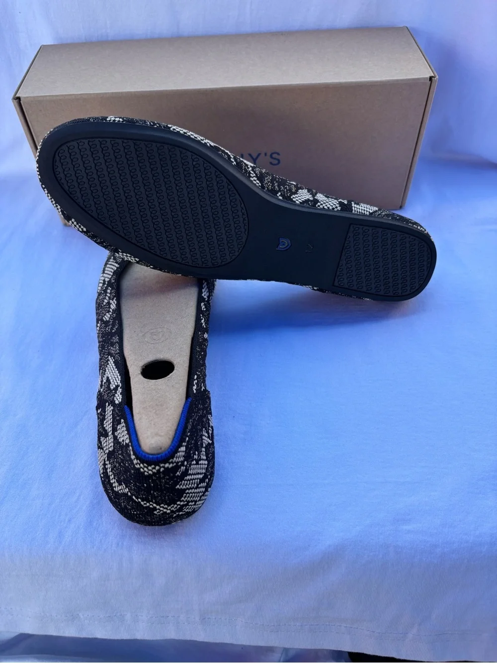 Rothy's Women's Black & Beige Knit Ballet Flats Black Chanttilly